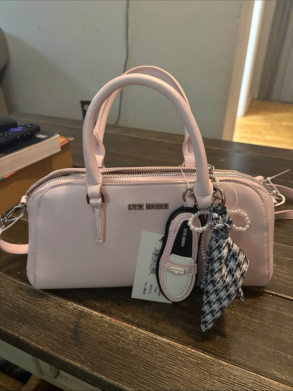 Steve Madden Pale Pink Satchel with Charm Accent
